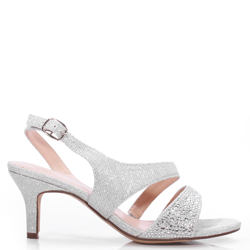 silver low heel wide fit shoes