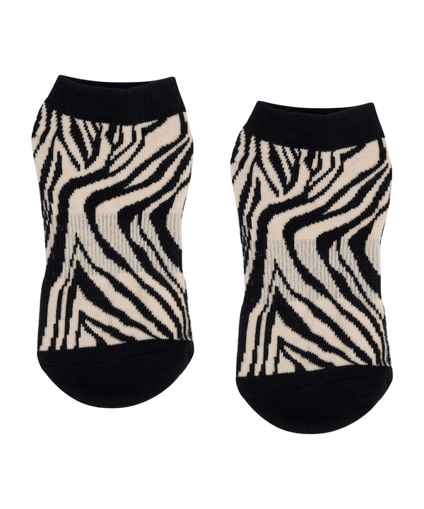 Classic Low Rise Grip Socks - Monochrome Zebra