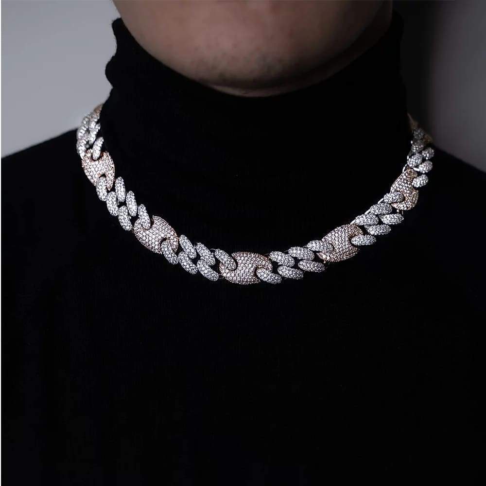 iced gucci link necklace in white gold