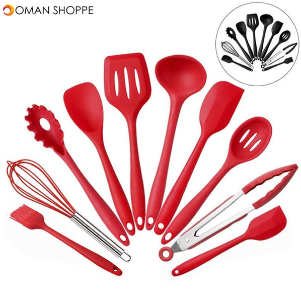 9/10/12PCS Silicone Kitchenware Non-stick Cookware Cooking Tool Spoon  Spatula Ladle Egg Beaters Shovel Soup Kitchen Utensils Set