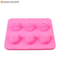 6 Rose Shapes Silicone Lollipop Baking Mold Tray 1pcs Pop Cake Stick Mould for Party Holidays Cupcake Baking Tools