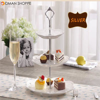 Cake Plate Stand Silver Gold Wedding Party Crown Rod