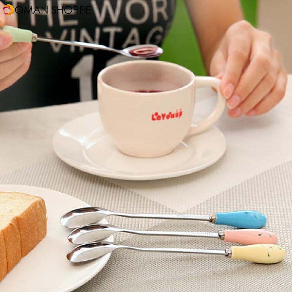 Coffee Stir Sticks 4pcs Coffee Shovel Spoon Stainless Steel Espresso Mixing Stirring Spoon Sugar Ice Cream Dessert Spoon Mini Pudding Cake Pastry