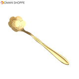 KCASA KC-FS04 Gold Flower Shape Stainless Steel Coffee Sugar Spoon Tea Spoon Ice Cream Tableware