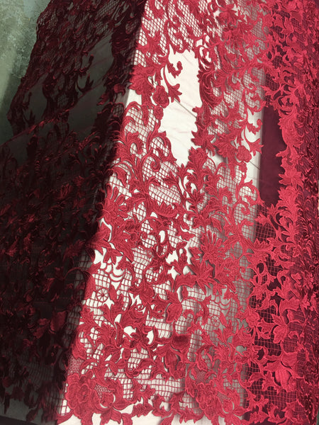 burgundy lace fabric