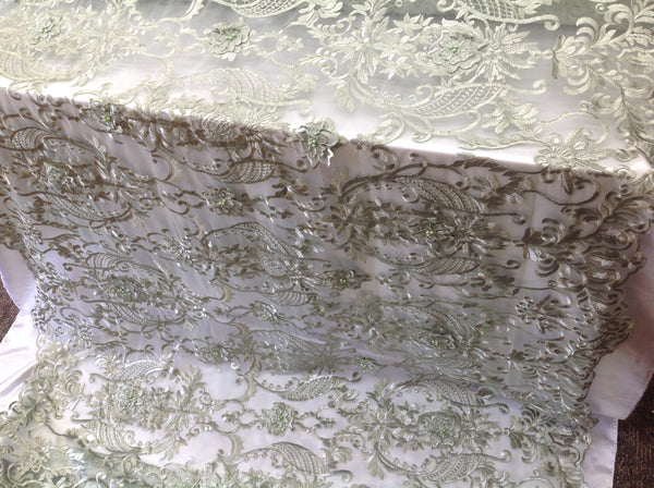 sage green lace fabric