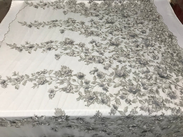 silver lace fabric