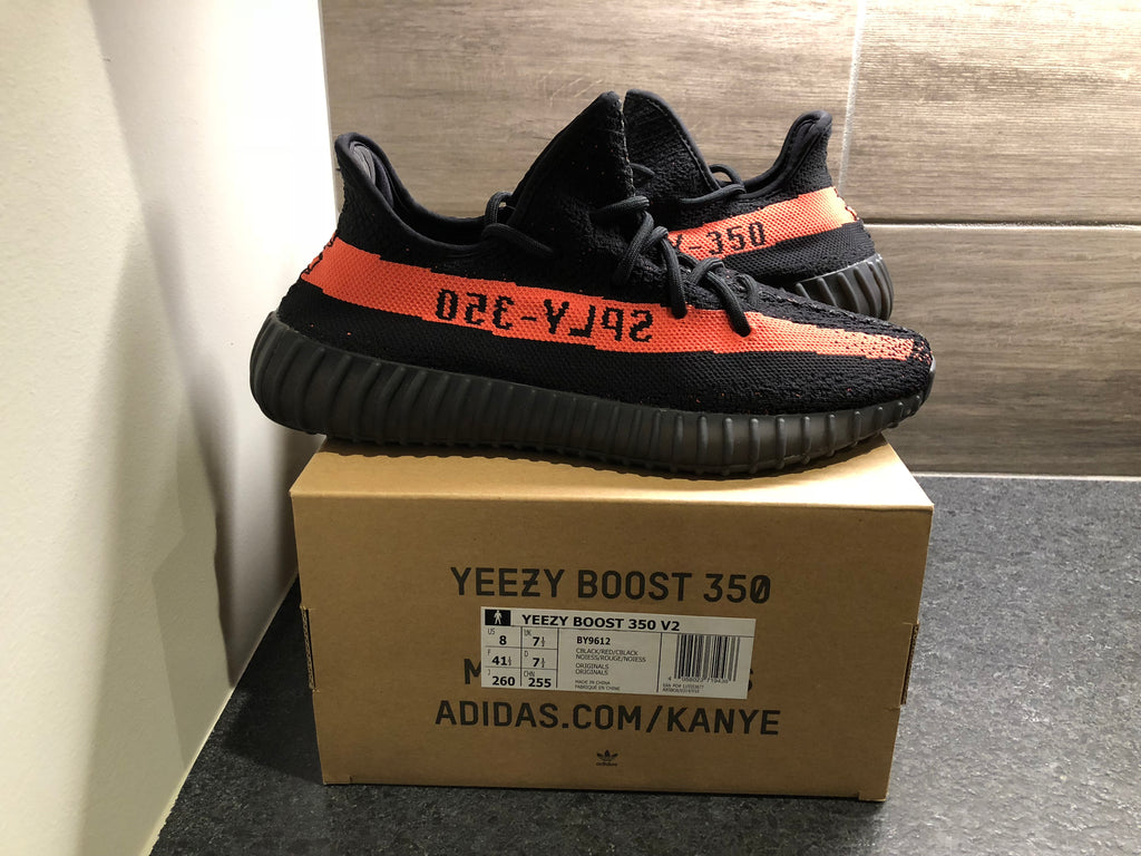 yeezy red stripe box