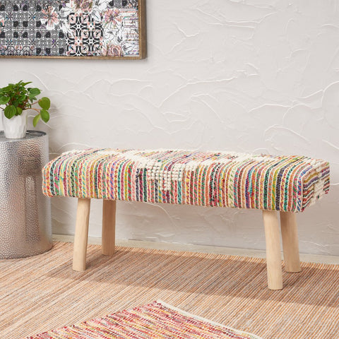 Carrera Handcrafted Wool & Fabric Bench