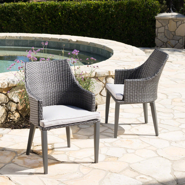 Hillcrest Outdoor Wicker Dining Chairs with Water Resistant Cushions