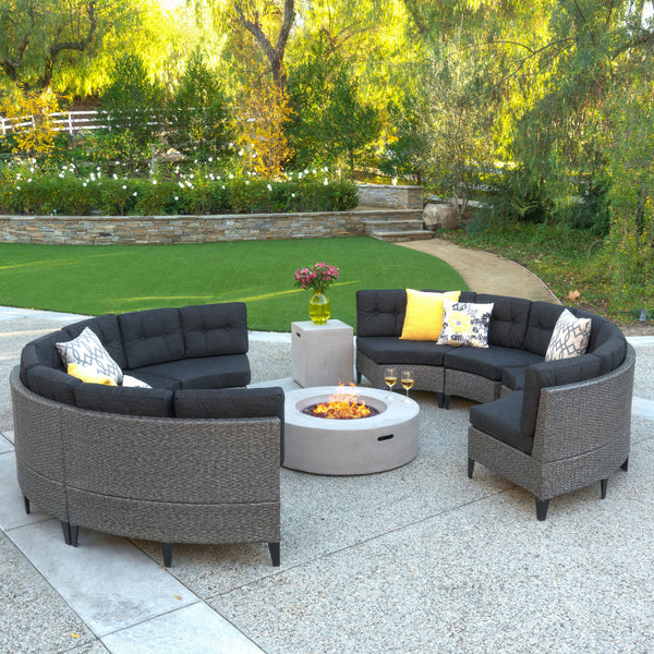 Nessett 10pc Outdoor Fire Pit Sectional Sofa Set – GDF Studio