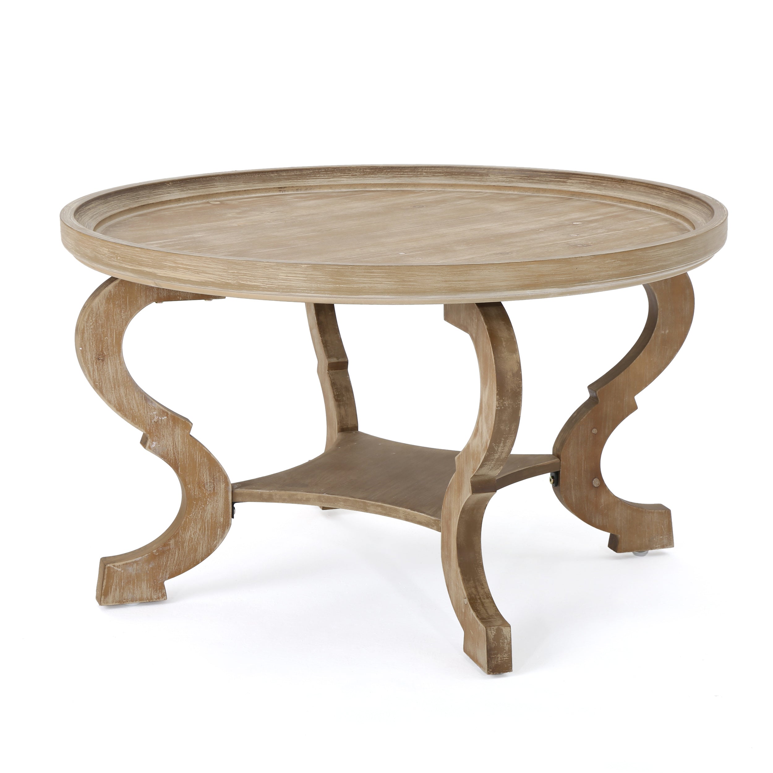 Alteri Finished Faux Wood Circular Coffee Table Natural