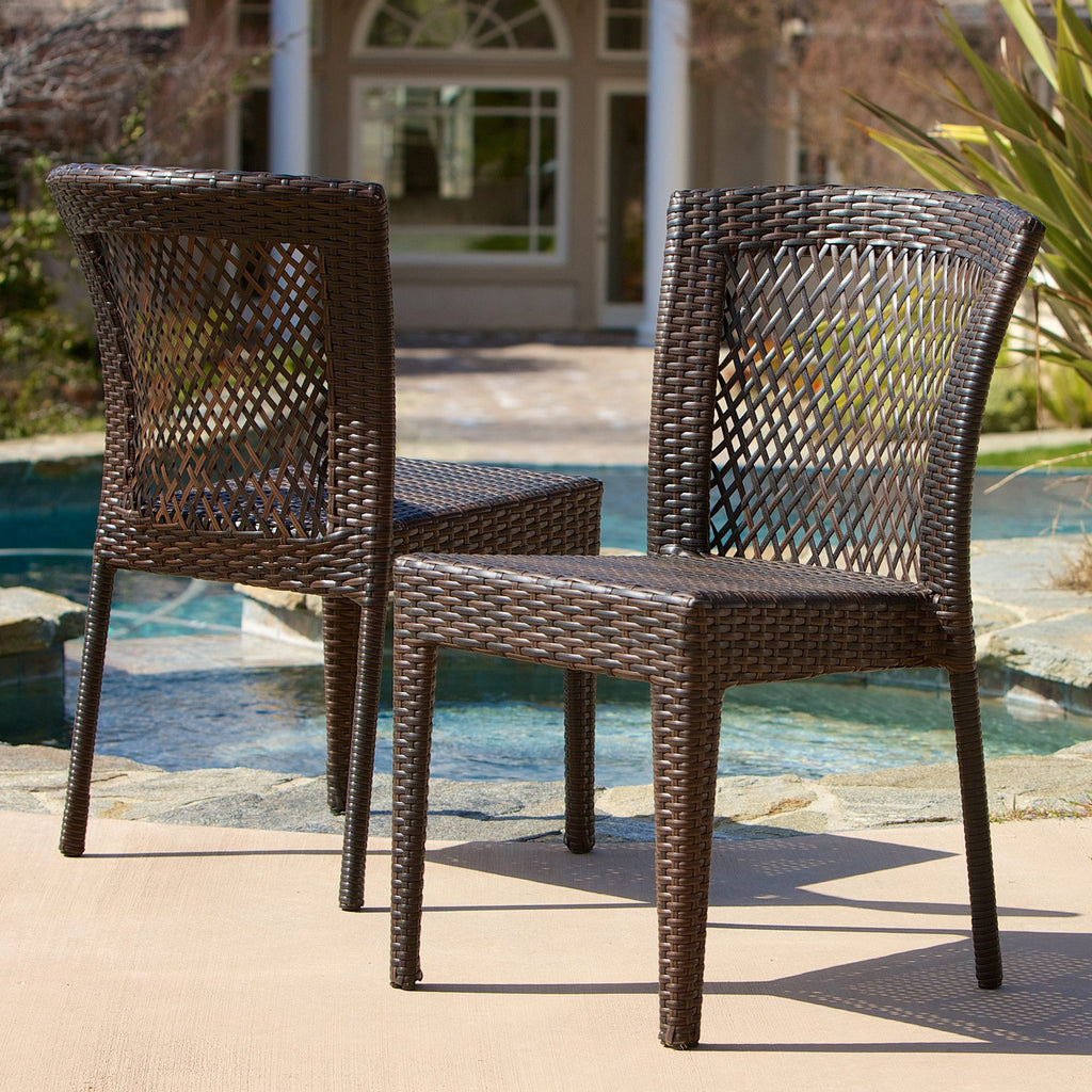 Dana Point Outdoor Patio Furniture Brown Wicker Chairs Set Of 2