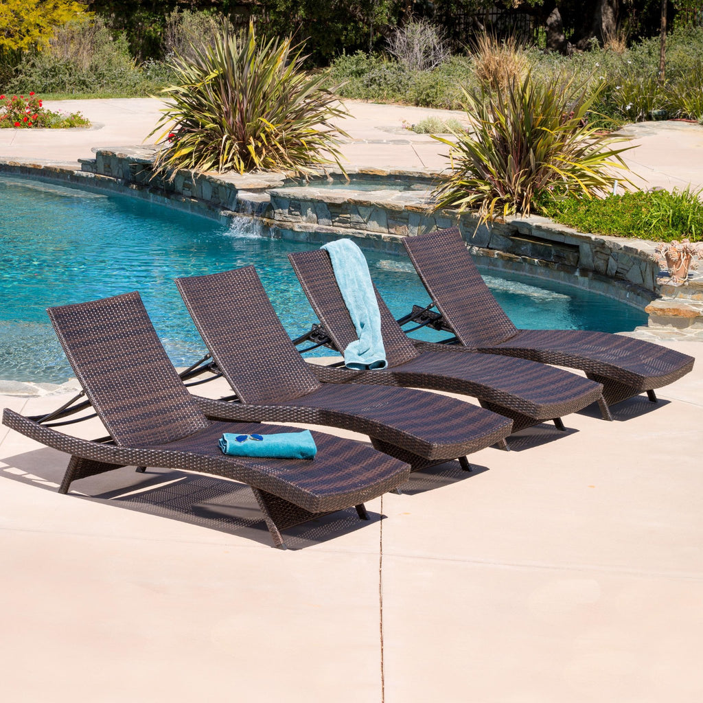 Lakeport Outdoor Adjustable Chaise Lounge Chairs (Set of 4) – GDF Studio