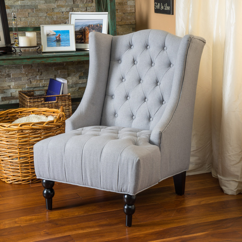 Clarice Wingback Tufted Fabric Accent Chair – GDF Studio