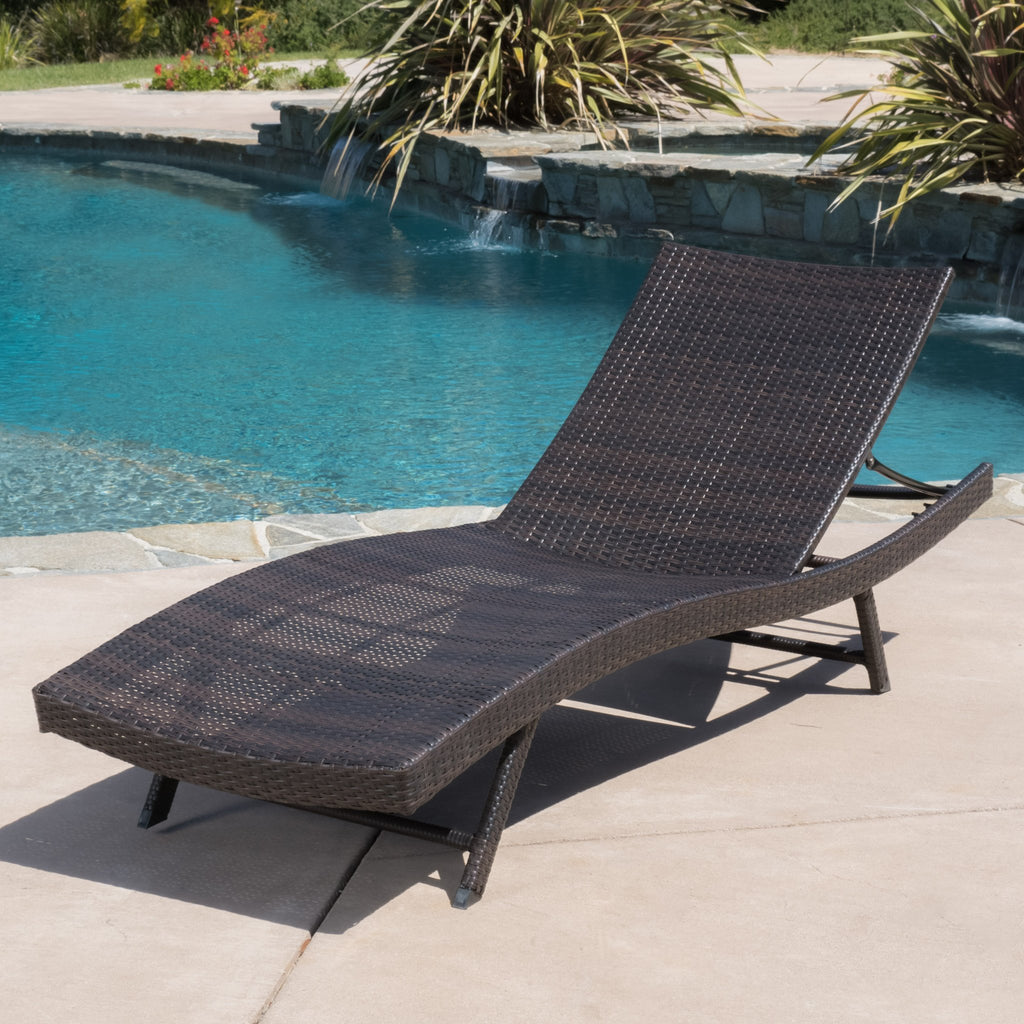 eliana outdoor brown wicker chaise lounge