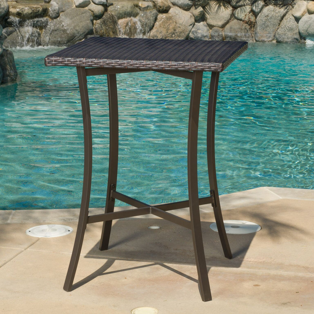 Cait 40-Inch Brown Outdoor Wicker Bar Table – GDF Studio