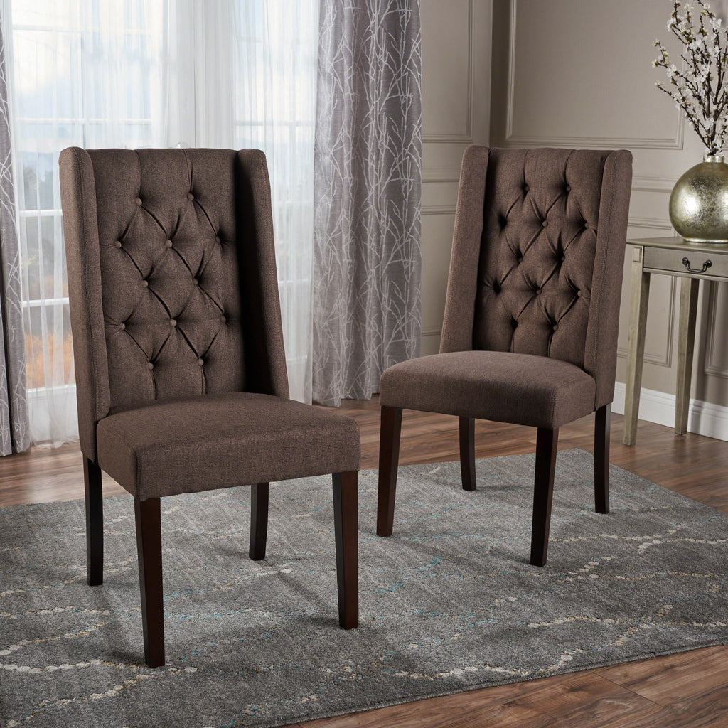 Billings Tufted Fabric High Back Dining Chairs (Set of 2) – GDF Studio