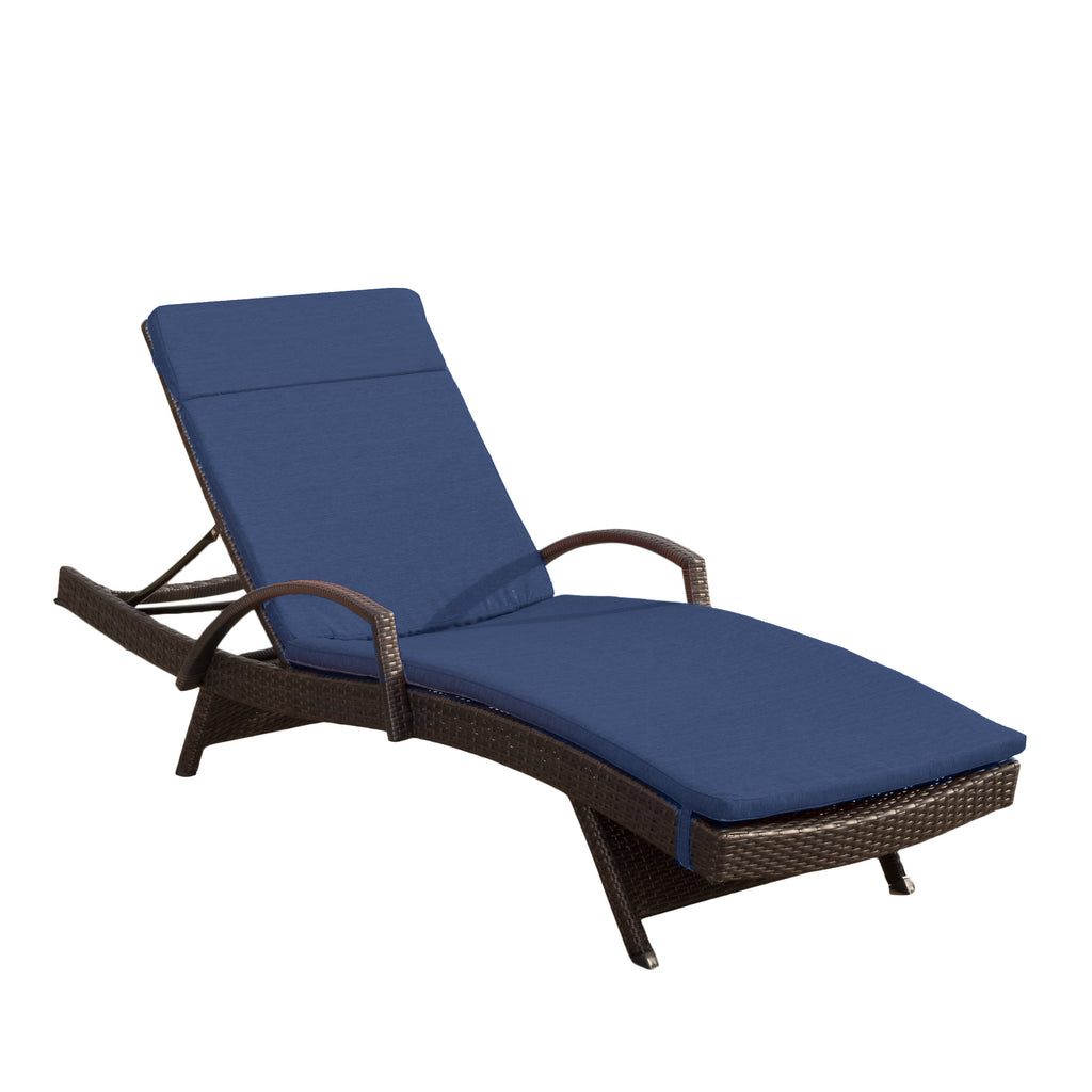 Lakeport Outdoor Adjustable Armed Chaise Lounge Chair w/ Cushion