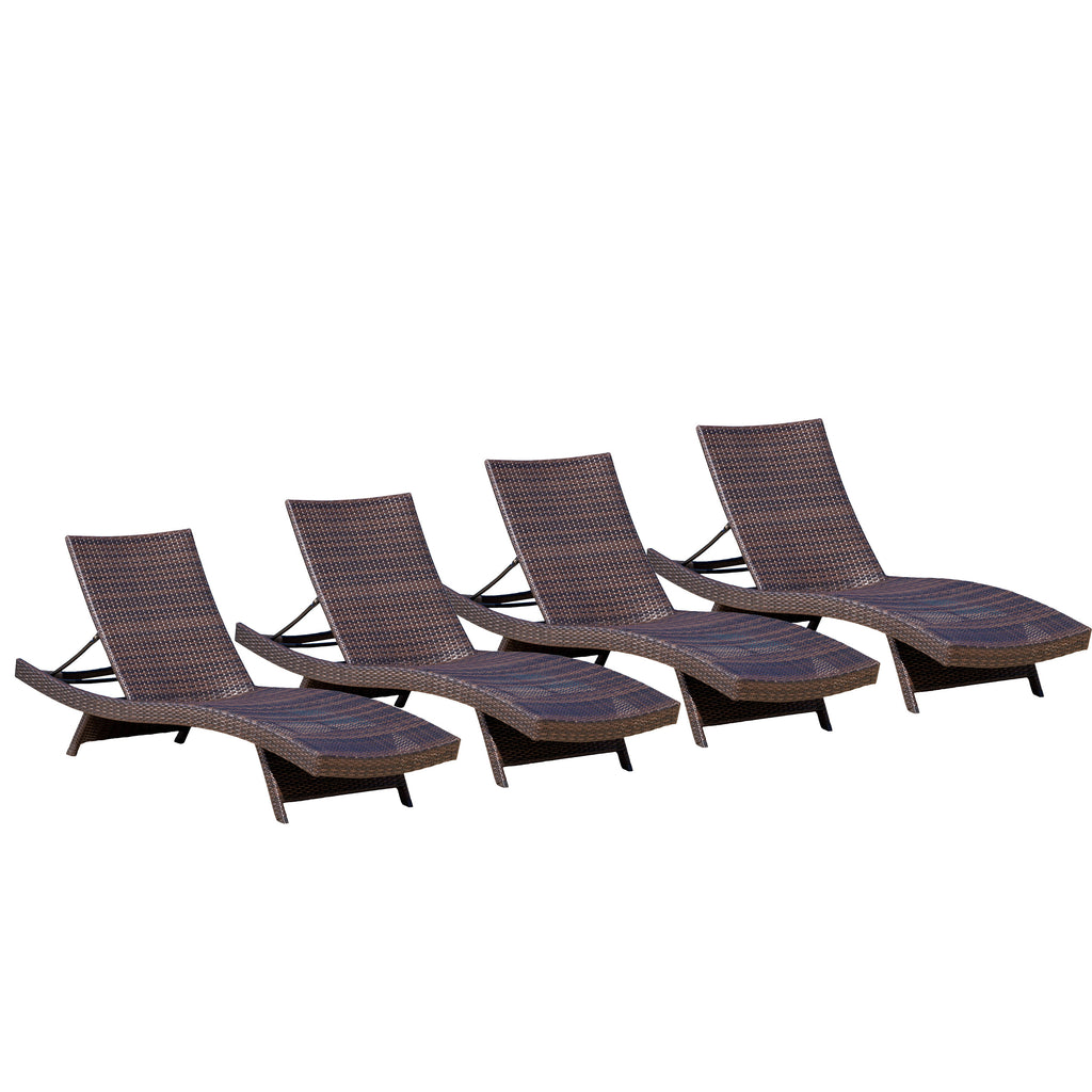 Lakeport Outdoor Adjustable Chaise Lounge Chairs (Set of 4) – GDFStudio