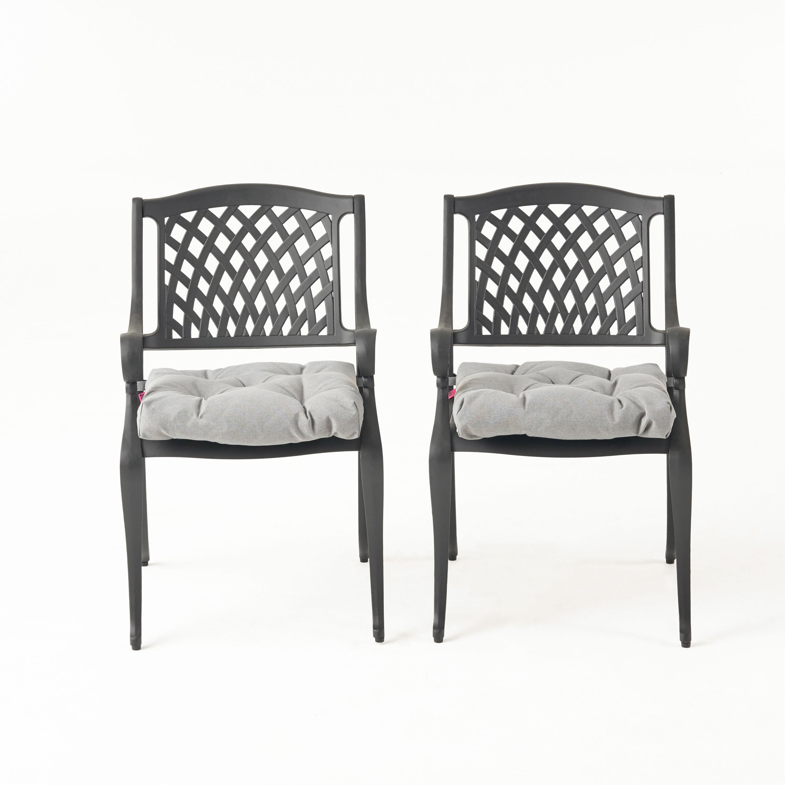 Allee Outdoor Dining Chair with Cushion Set of 2 Navy