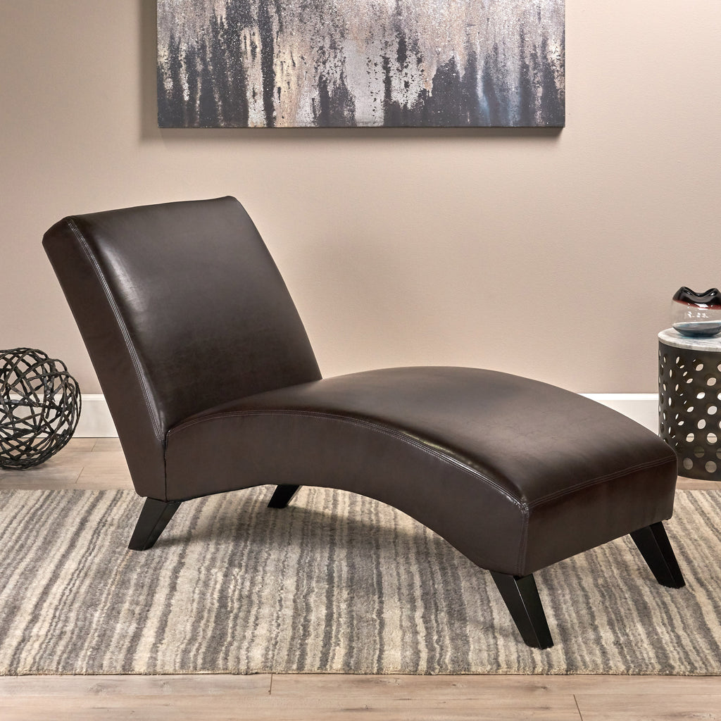 Cleveland Brown Leather Chaise Lounge Chair – GDF Studio