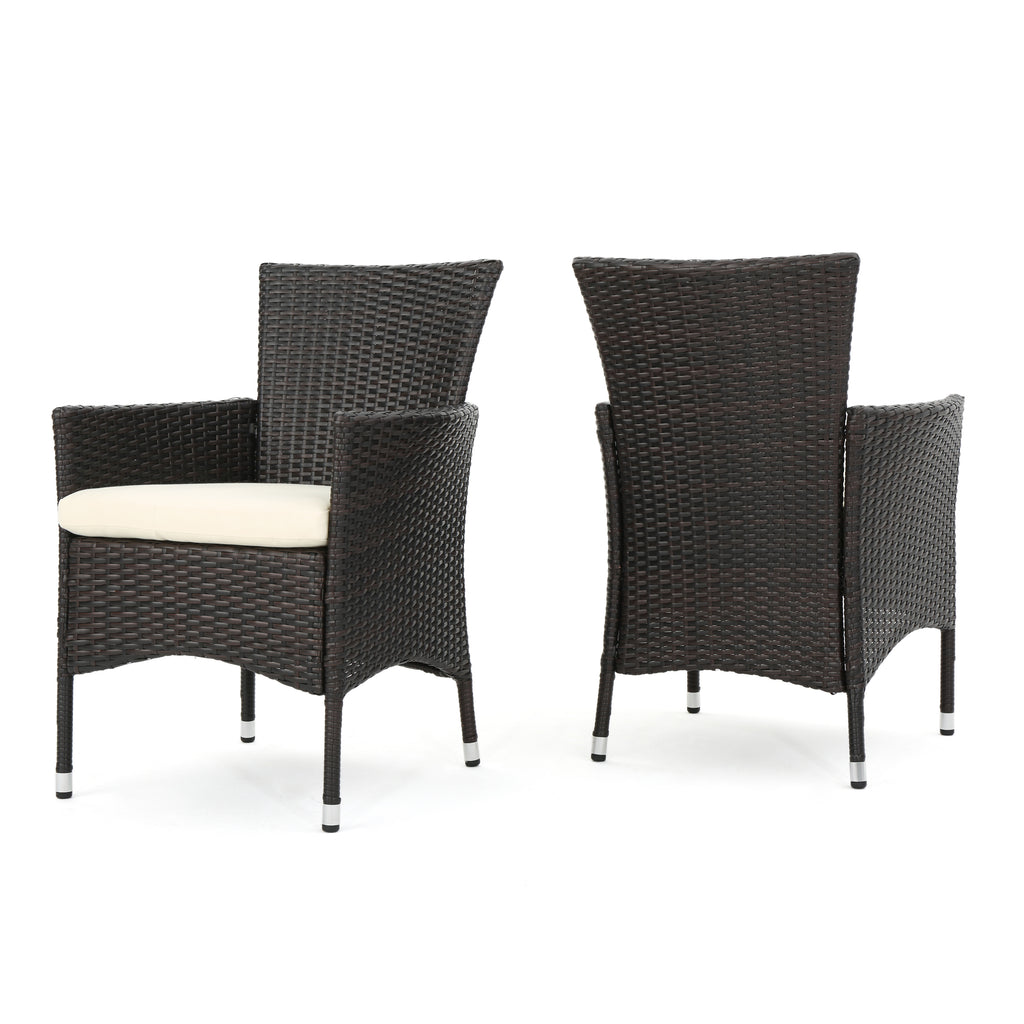 clementine outdoor multibrown pe wicker dining chairs set