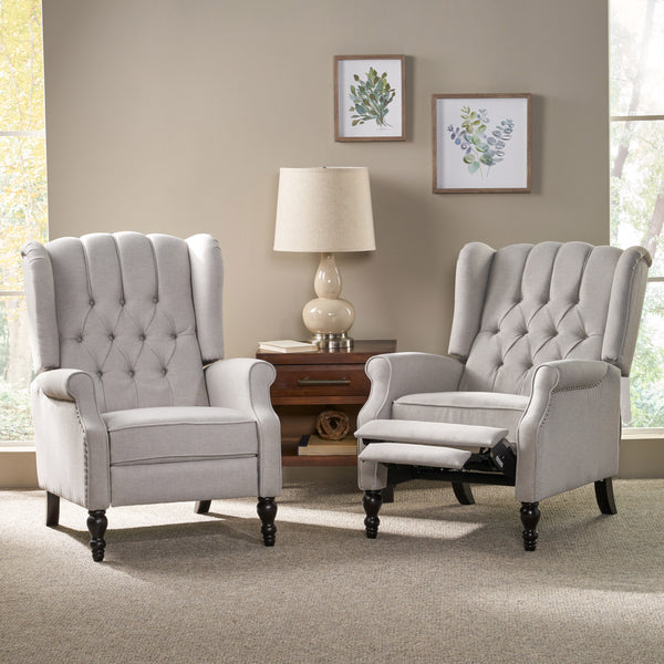 Elizabeth Contemporary Tufted Fabric Recliner (Set of 2) – GDFStudio