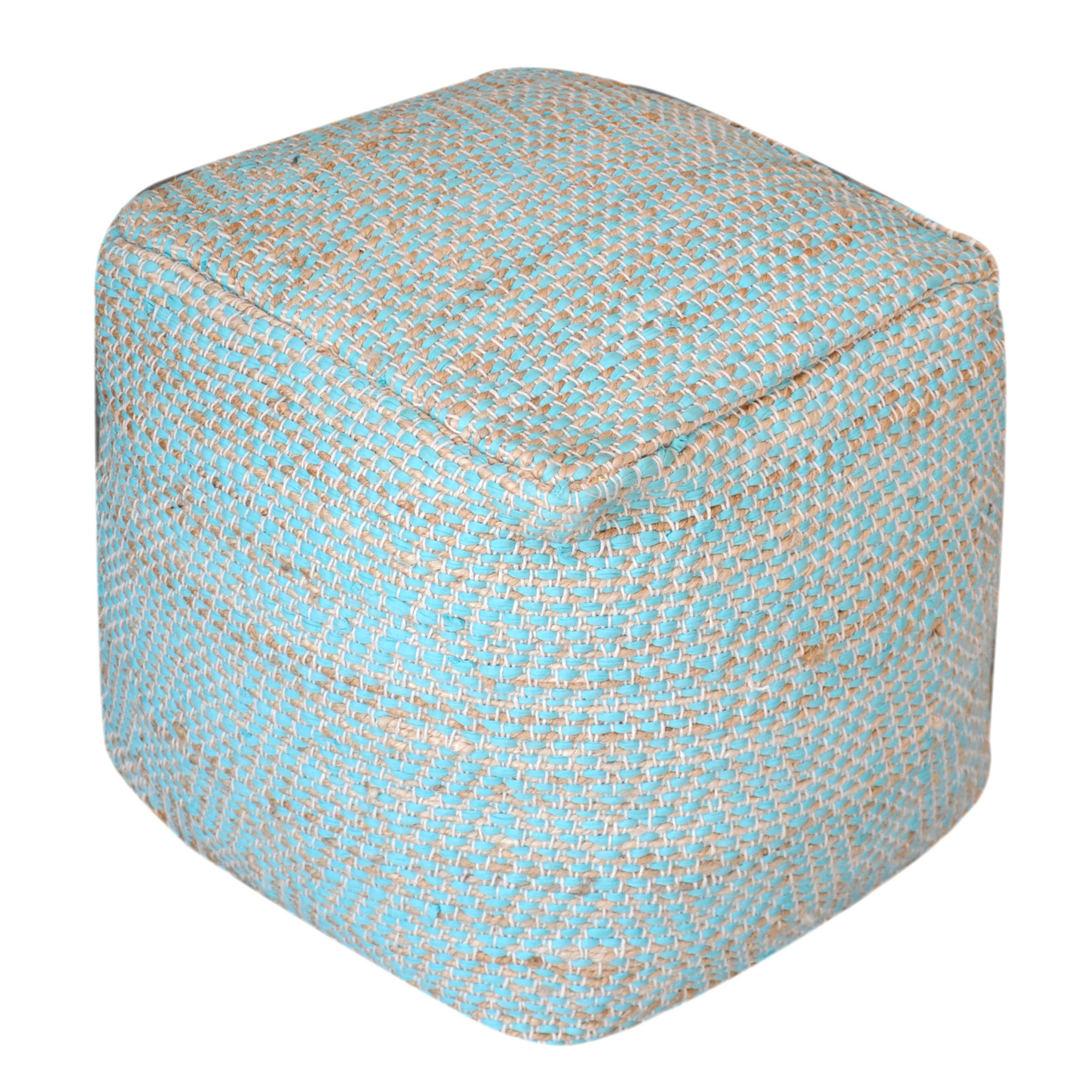 Ada Hand Crafted Boho Fabric Cube Pouf Default Title