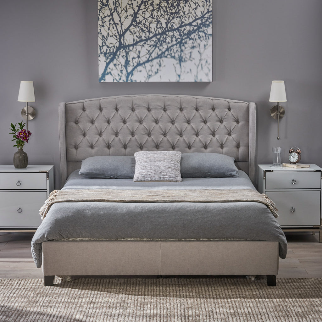Twilight Fully Upholstered Fabric Queen Bed Set – GDFStudio