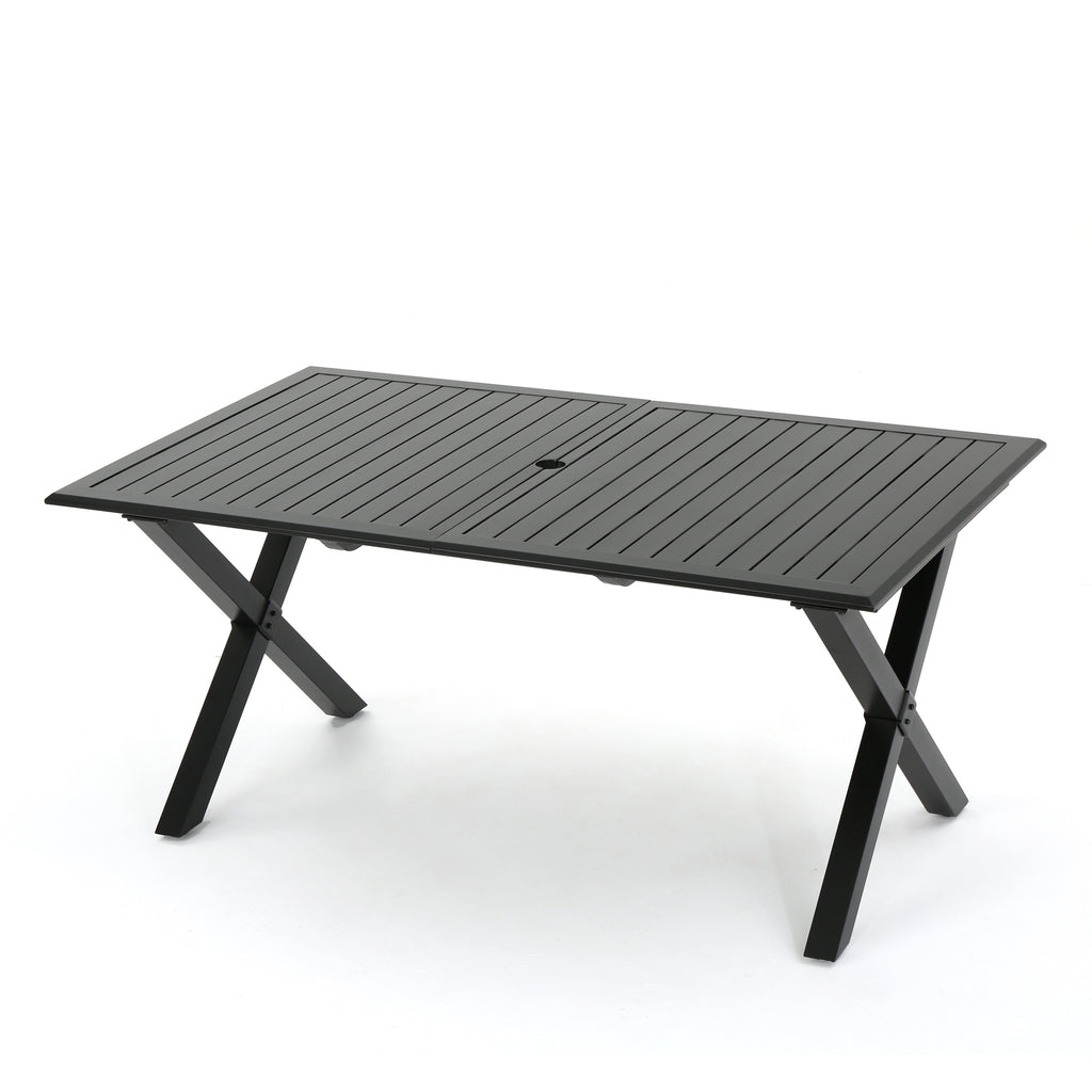 Eowyn Black Cast Aluminum Expandable Outdoor Dining Table Gdfstudio