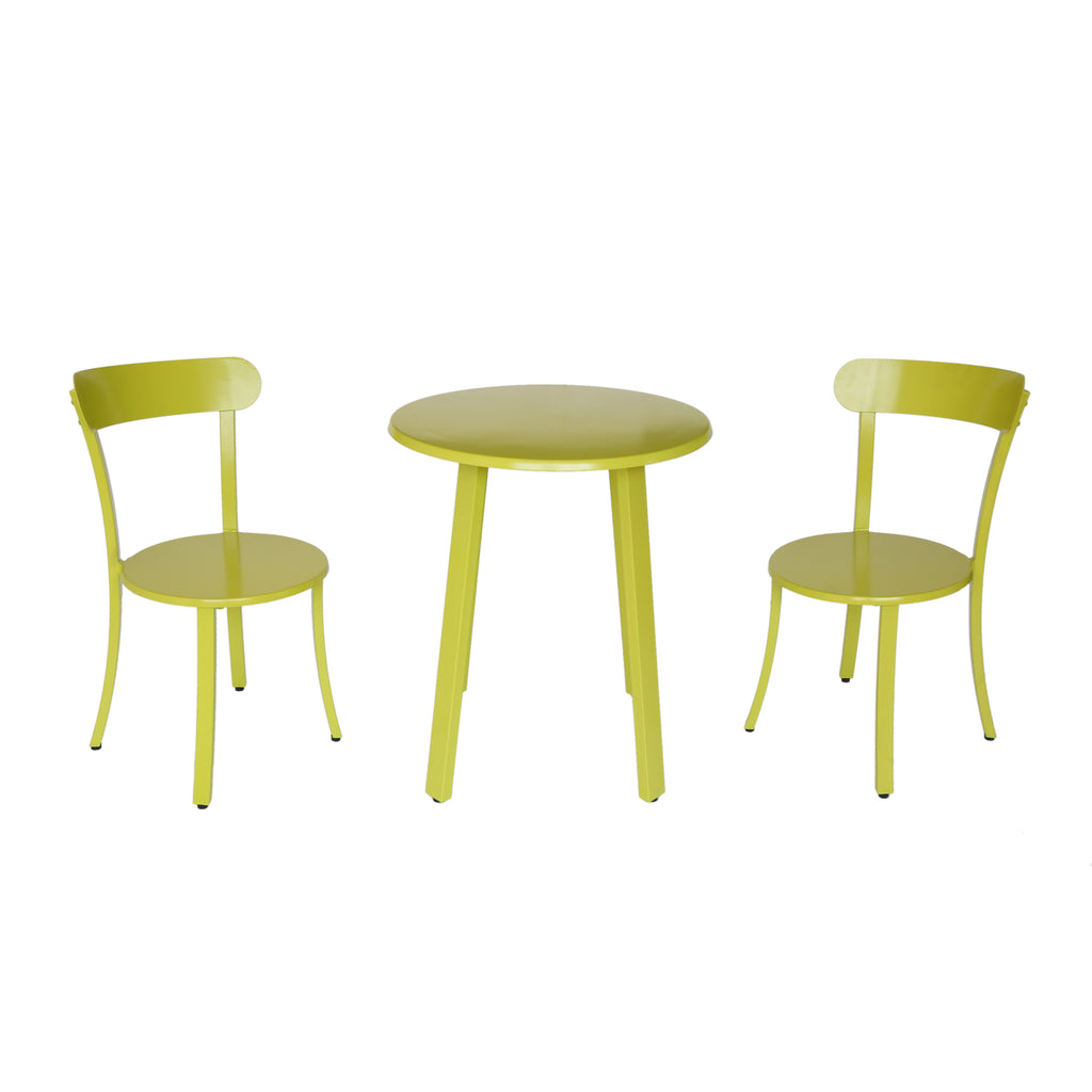 lime green bistro table and chairs