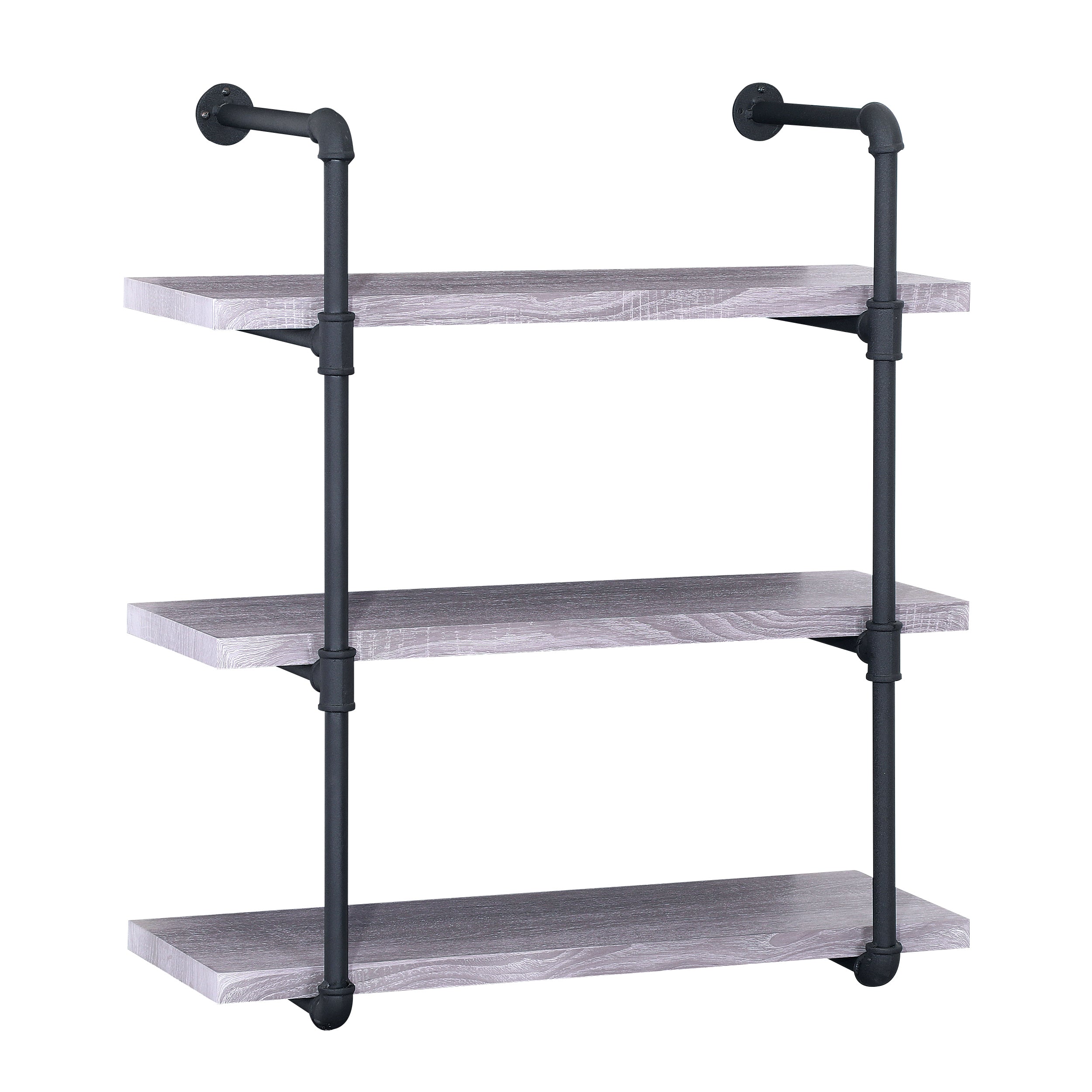 Amya Industrial Pipe Design 3 Tier Wall Mount Floating Shelf