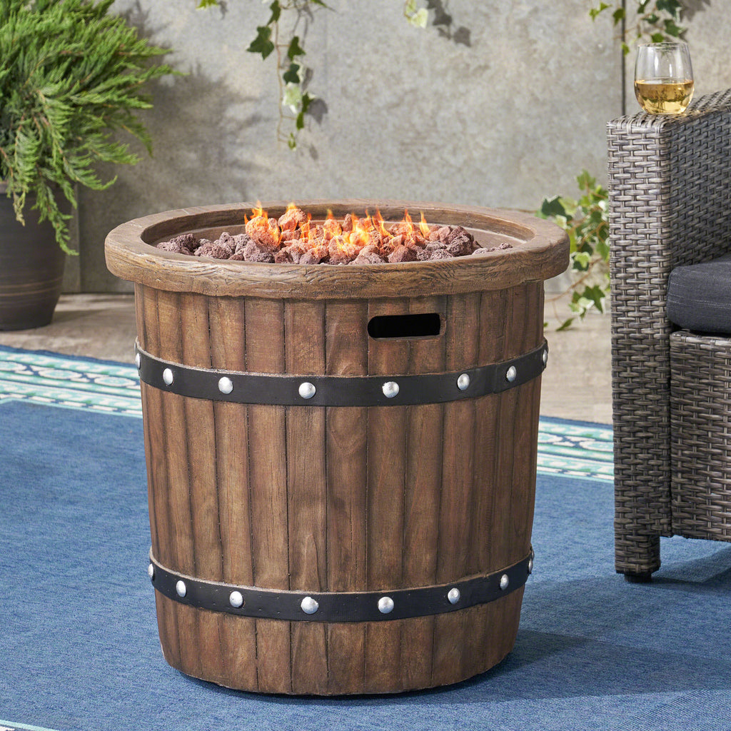 Muriel Outdoor 25-inch Light-Weight Concrete Round Fire Pit 40K BTU, D