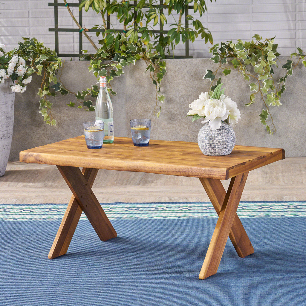 Irene Outdoor Acacia Wood Coffee Table - GDF Studio