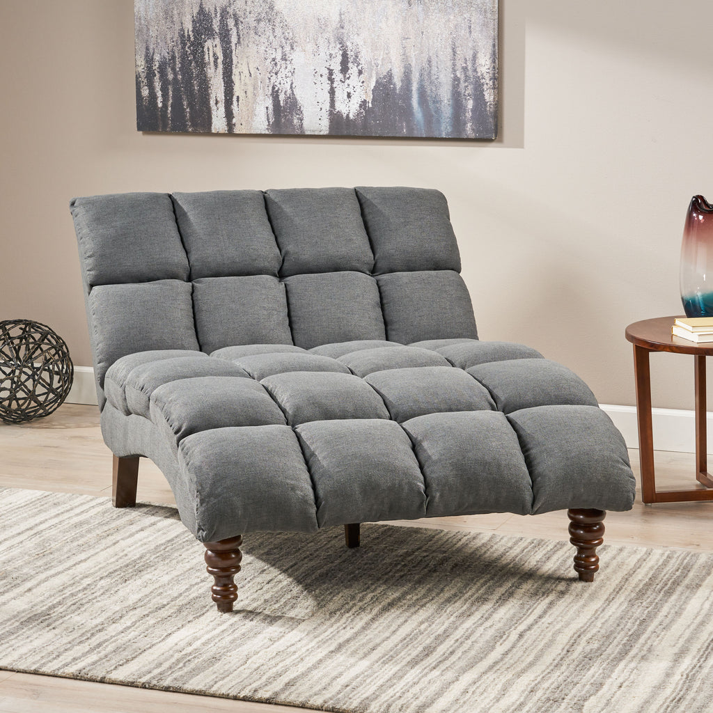olympia modern tufted fabric double chaise lounge – gdfstudio