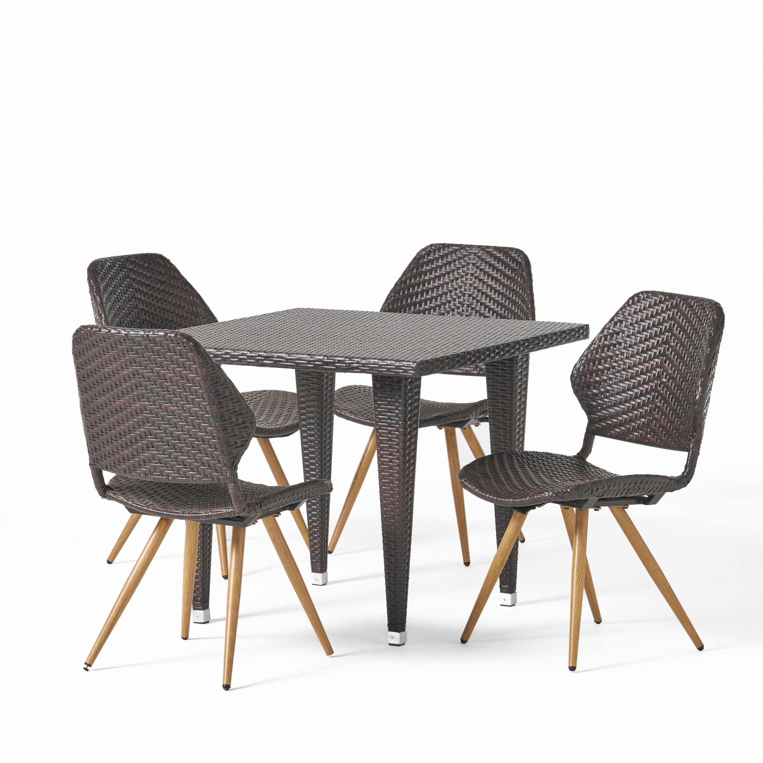 Aliza Outdoor 5 Piece Wicker Dining Set Multibrown