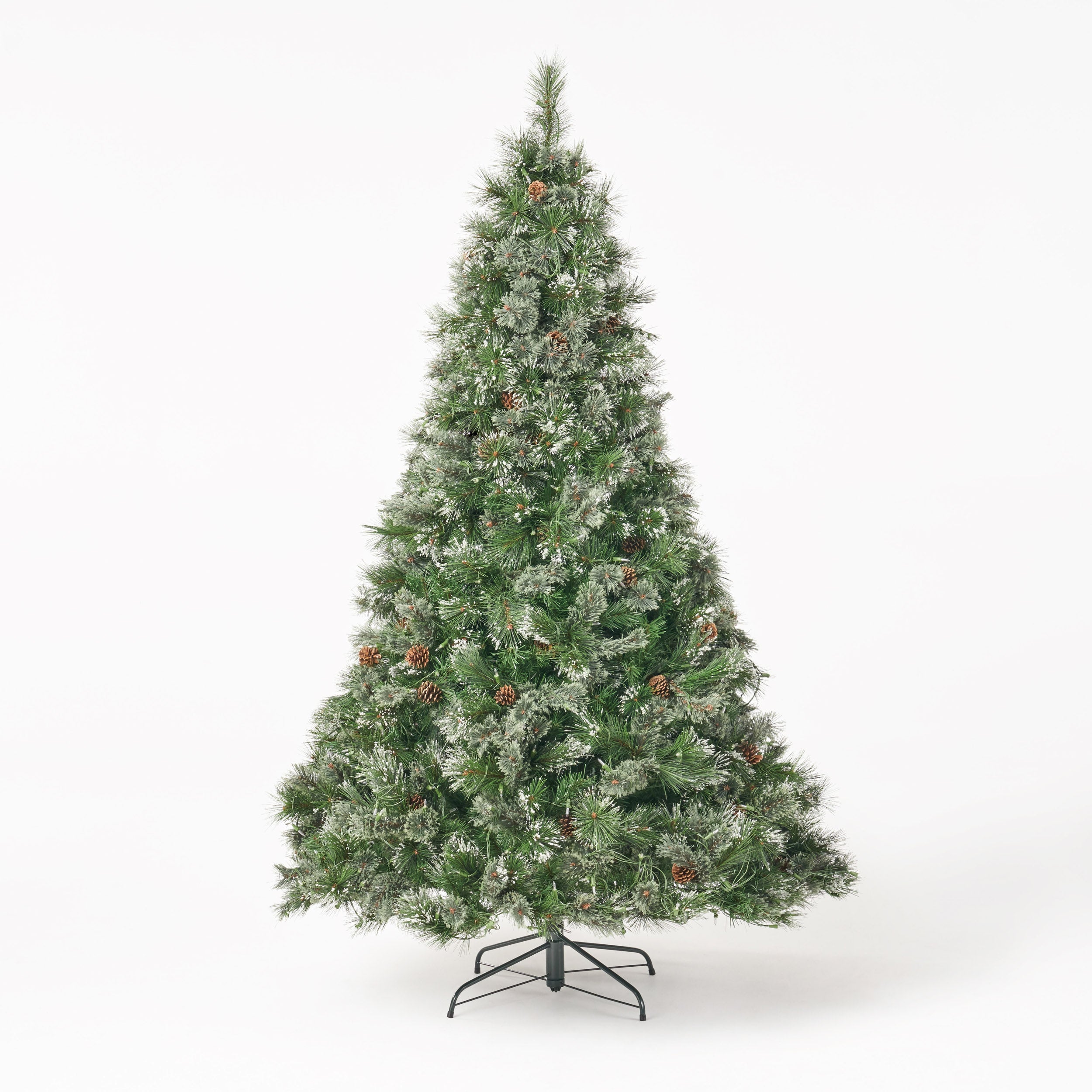 7 foot Cashmere Pine Pre Lit Artificial Christmas Tree with Snowy Branches and Pinecones Multicolor LED