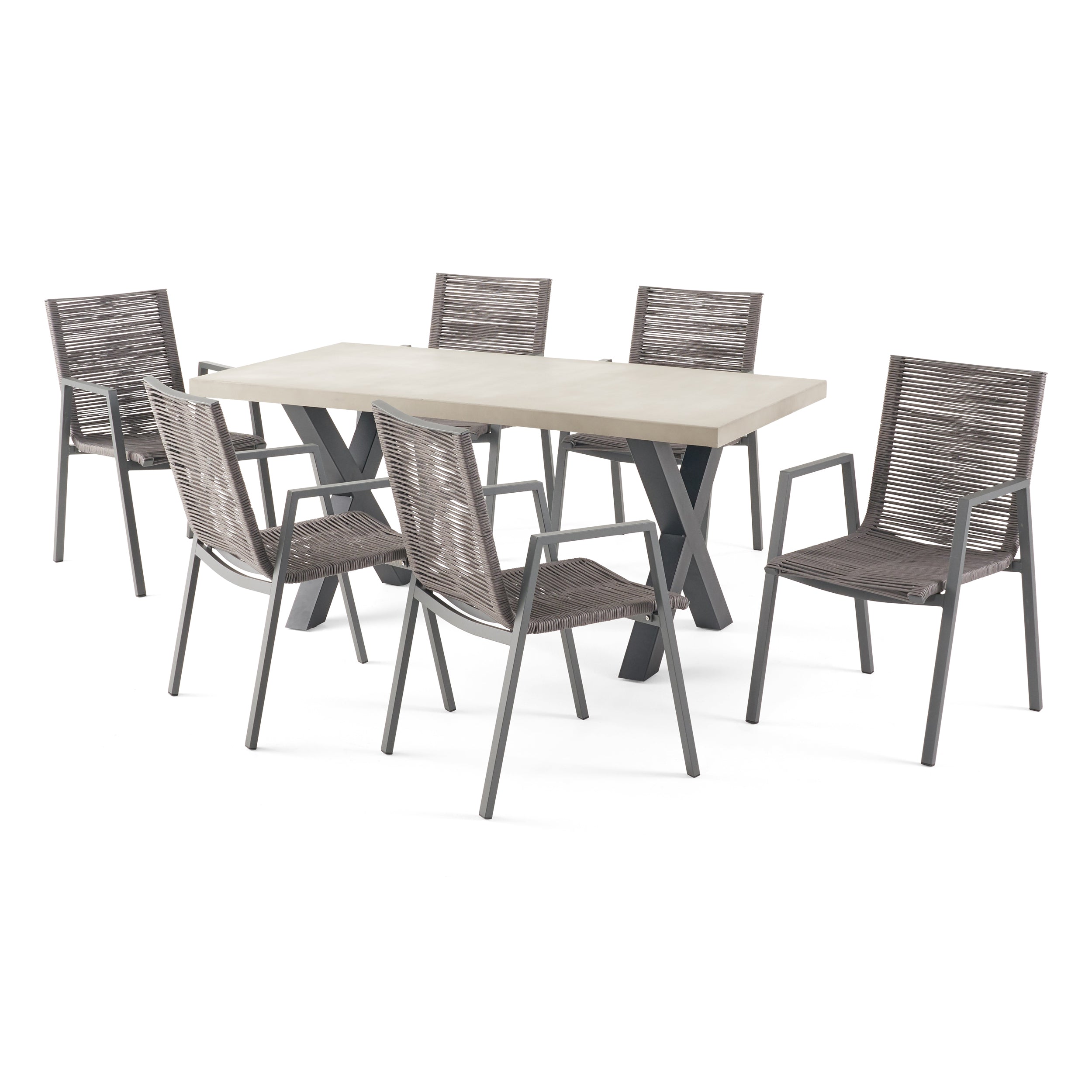 Aisaiah Outdoor Modern 6 Seater Dining Set Default Title