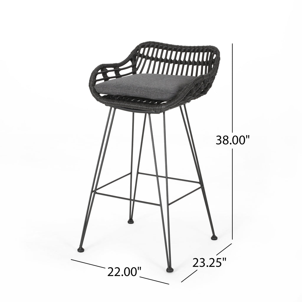 lisa outdoor wicker barstools with cushions