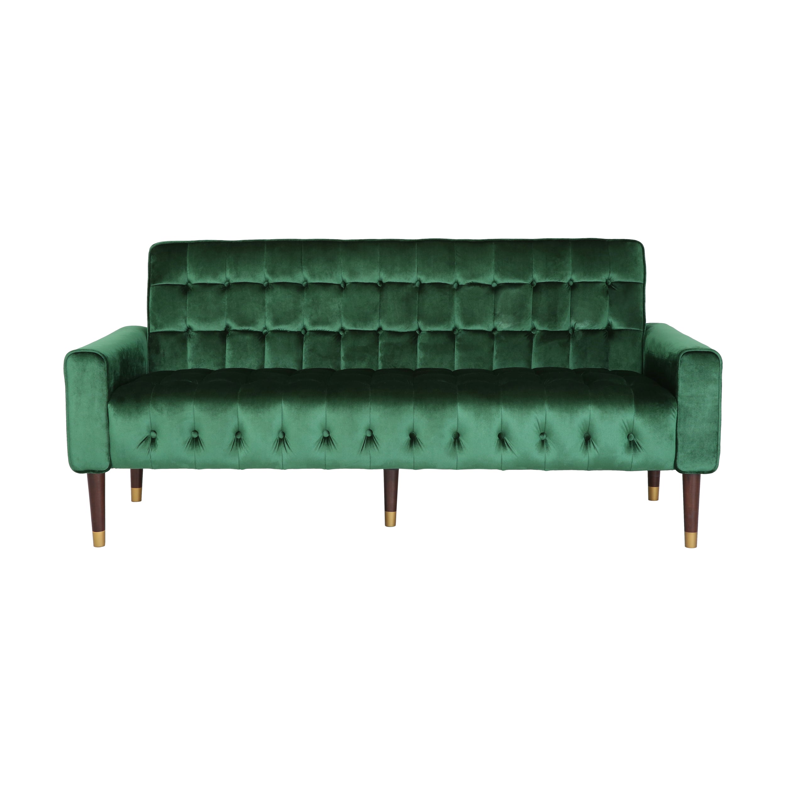 Adan Tufted Velvet Sofa with Gold Tipped Tapered Legs Emerald