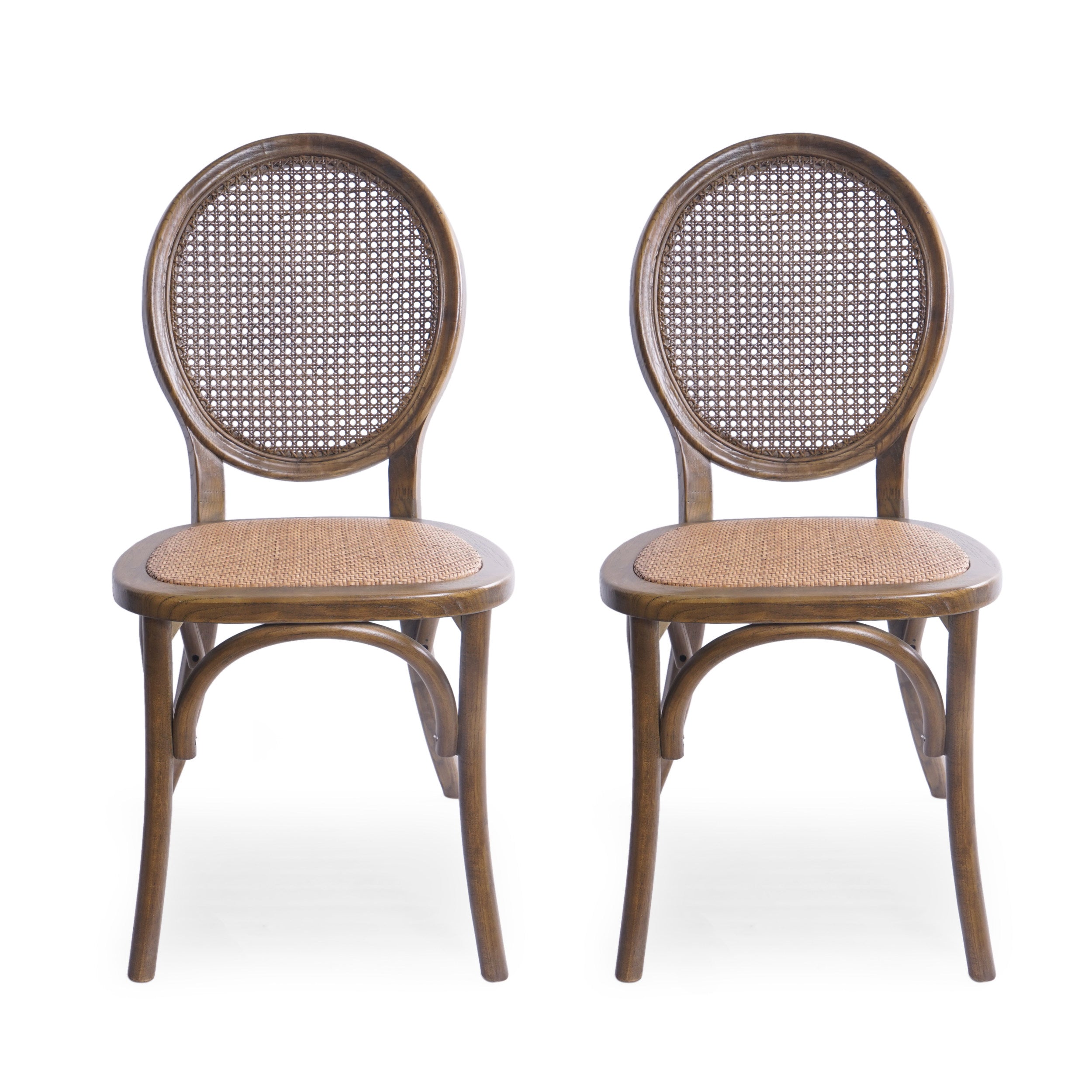 Denni Wooden Cane Back Dining Chair Set Of 2 Matte Black