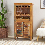 Sandy Shabby Reclaimed Wood Wine Rack Bar Cabinet Gdf Studio