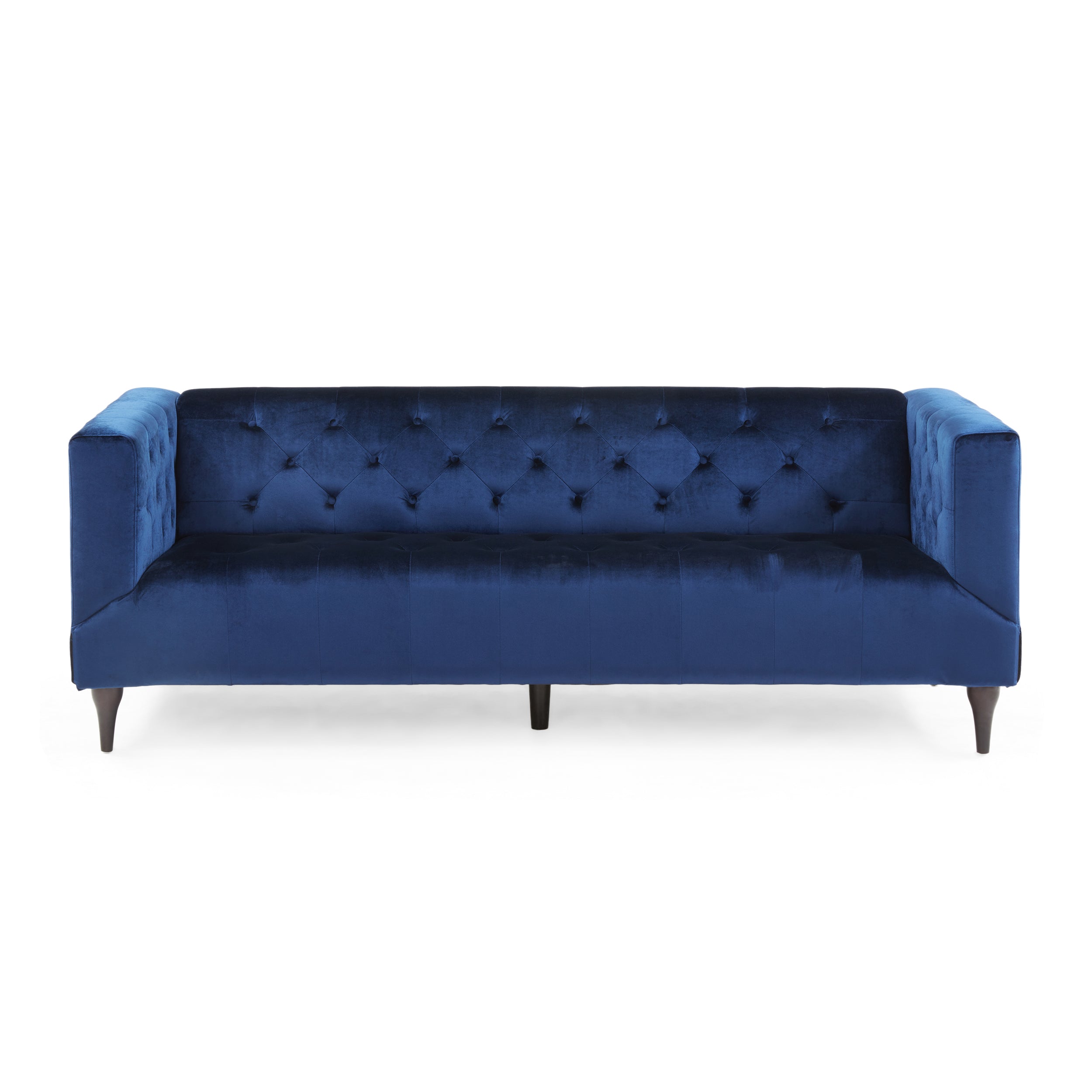 Alura Velvet Upholstered Tufted 3 Seater Sofa Midnight Blue