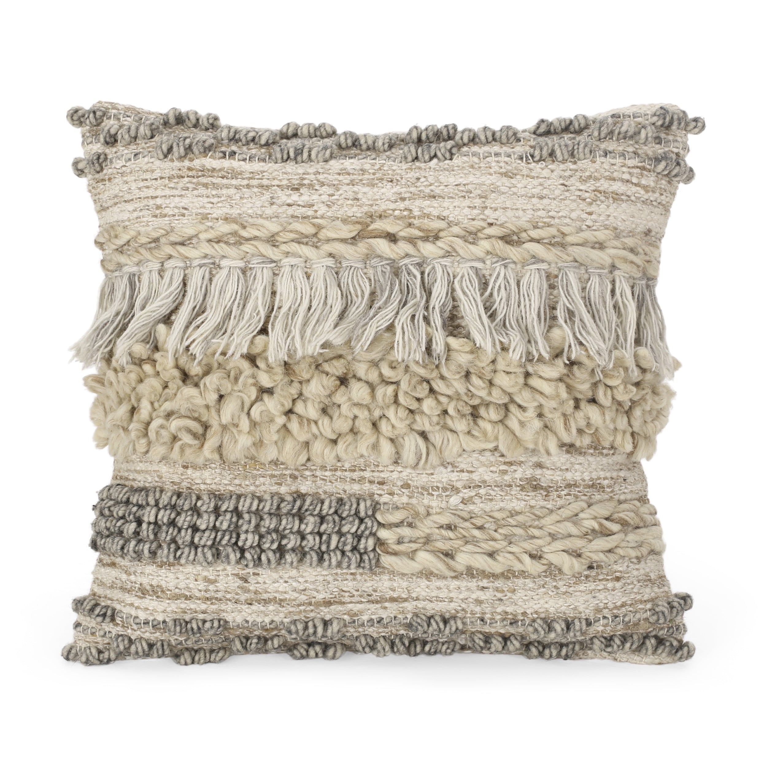 Aldric Hand Loomed Boho Throw Pillow Multicolor