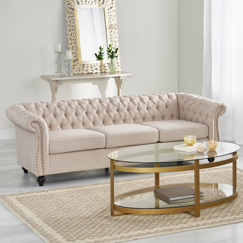 3 seater tufted sofa