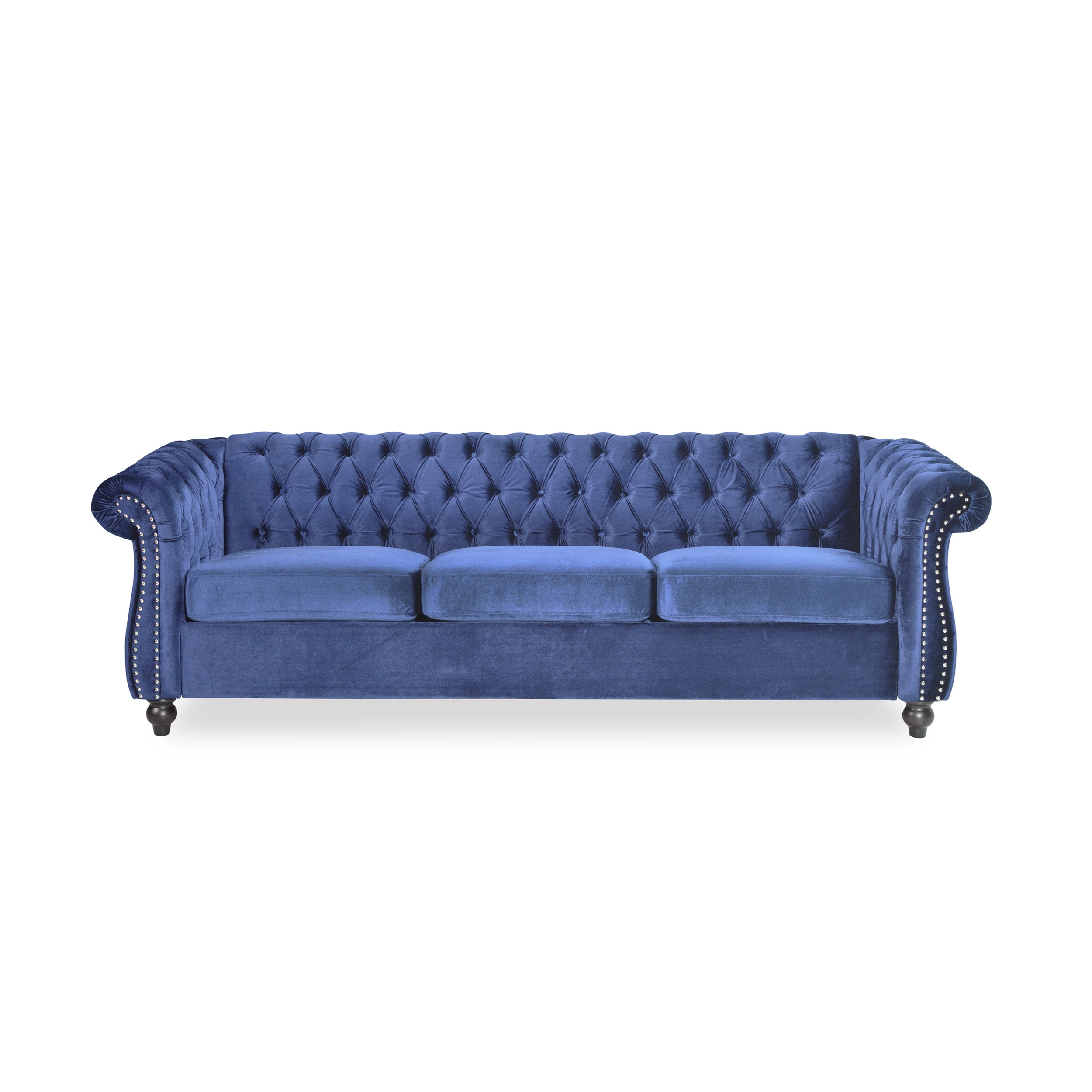 Adetokunbo Tufted Velvet Chesterfield 3 Seater Sofa Midnight Blue