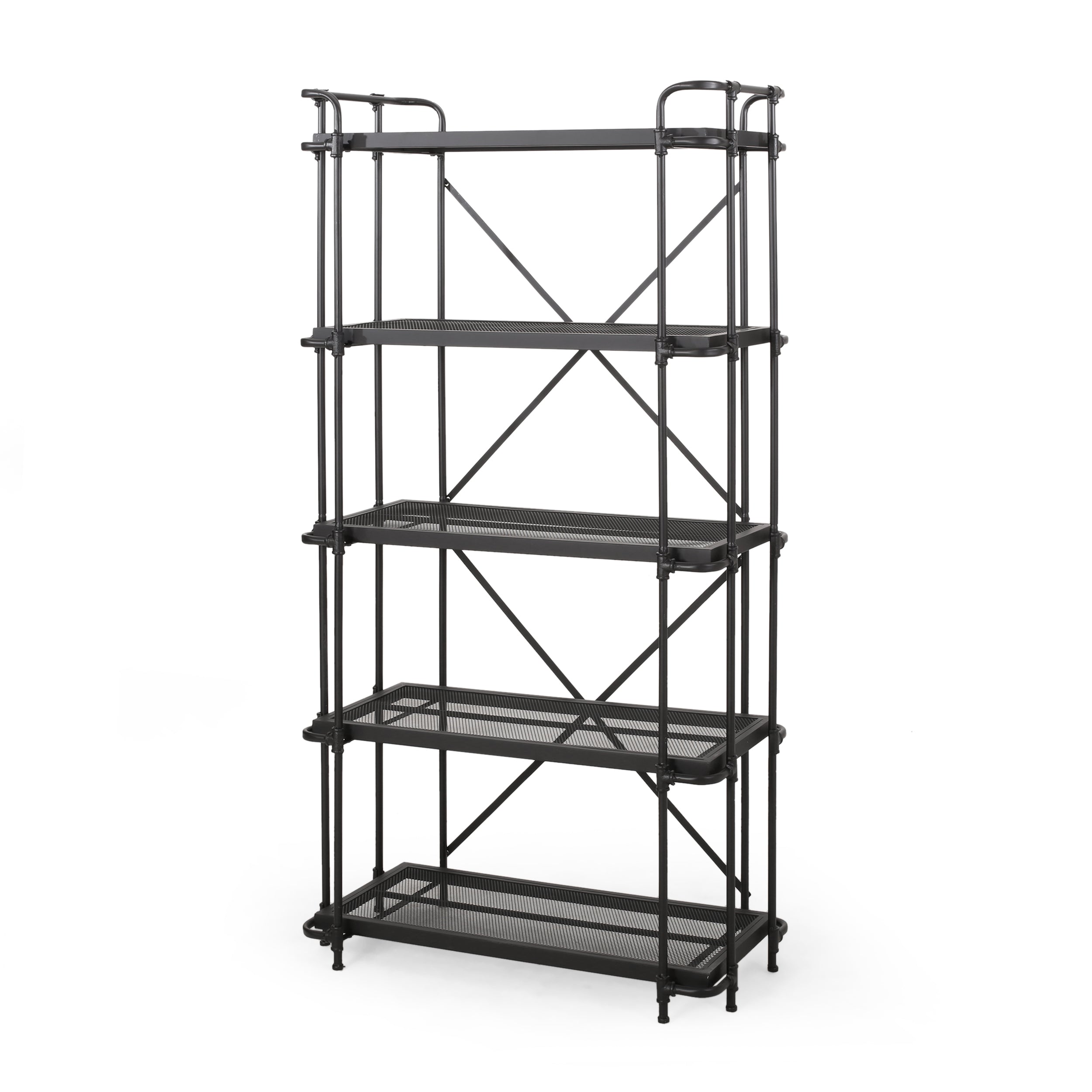 Amri 5 Shelf Industrial Metal Pipe Design Bookcase