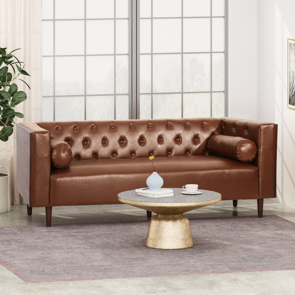 Neilan Contemporary Tufted Deep Seated Sofa with Accent Pillows – GDF ...