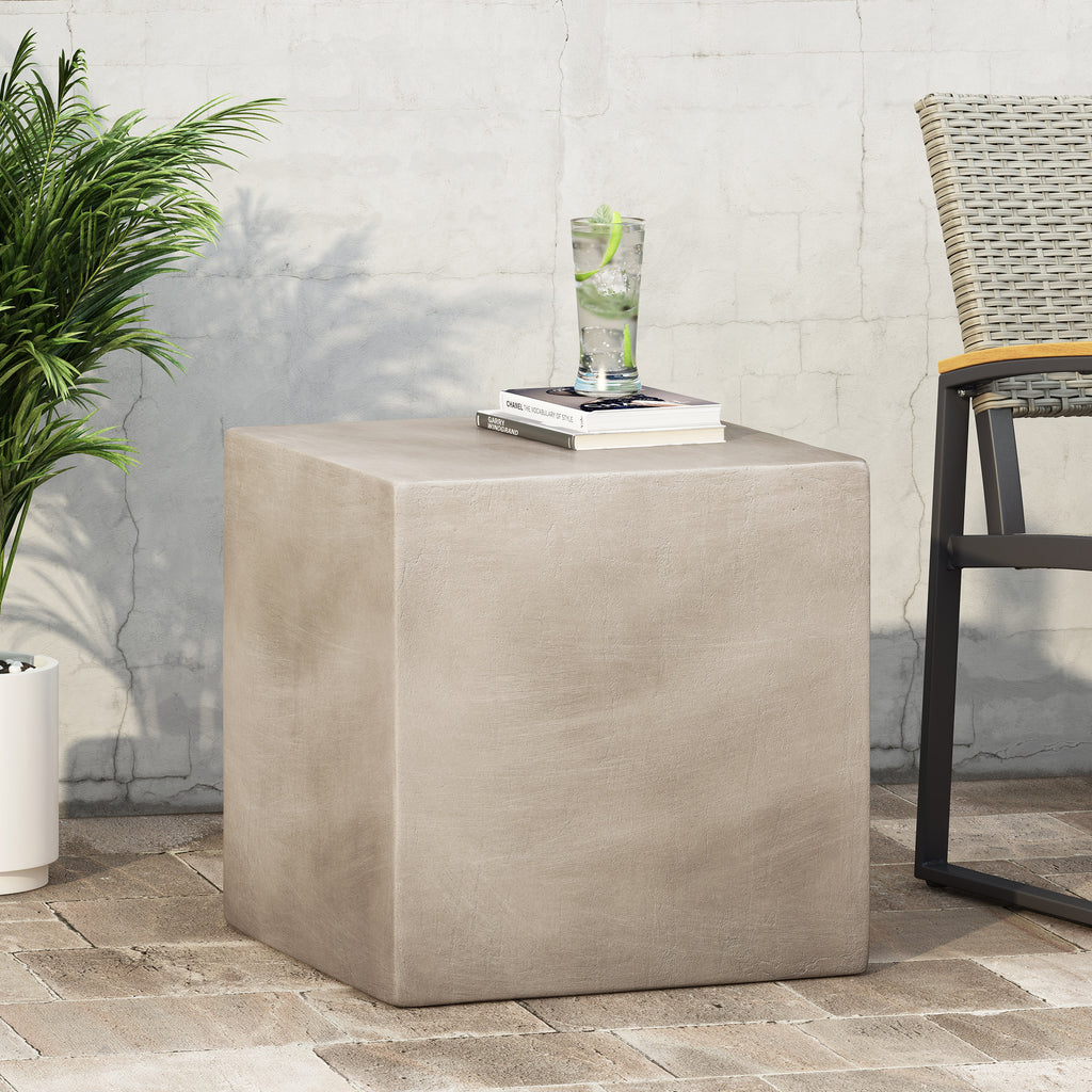 Kambreigh Outdoor Lightweight Concrete Side Table GDF Studio